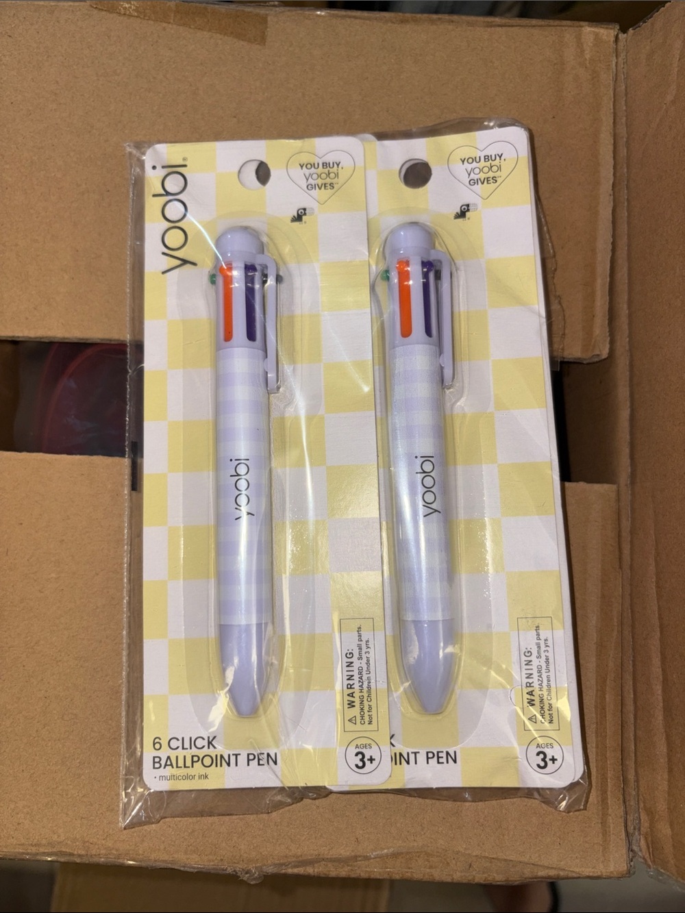 5/$10 4 yoobi Multi-Color 6-Click Ballpoint Pen - Lavender Plaid (2 Pack)